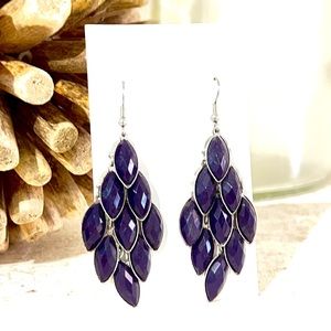 Purple chandelier earrings on silver